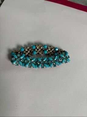 Blue Crystal Floral Barrette
